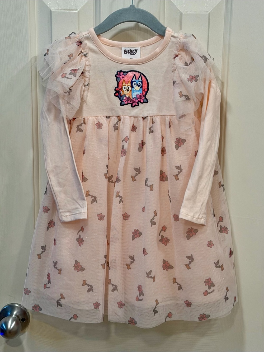 3T Bluey Pink Tulle Long Sleeve Dress